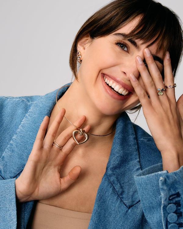 Roxanne First Cupid's Big Gold Heart Pendant Necklace