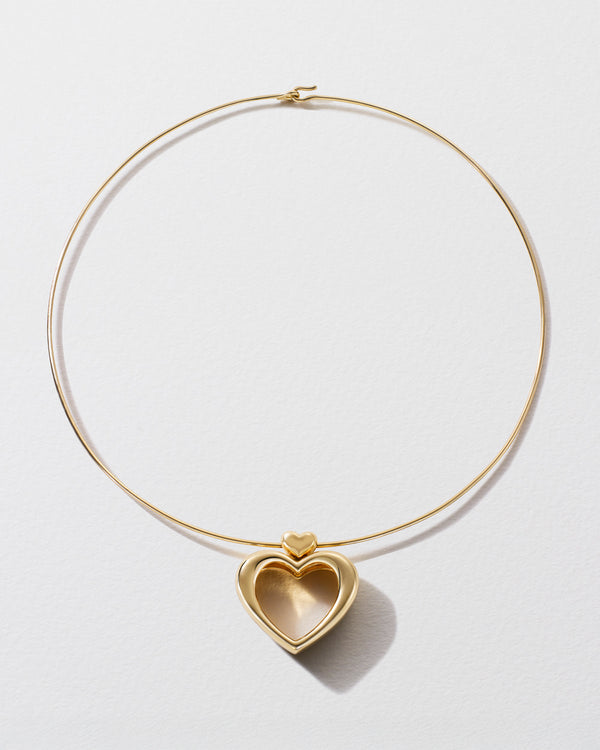 Roxanne First Cupid's Big Gold Heart Pendant Necklace