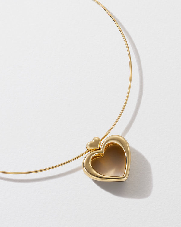 roxanne first Cupid's Big Gold Heart Pendant Necklace