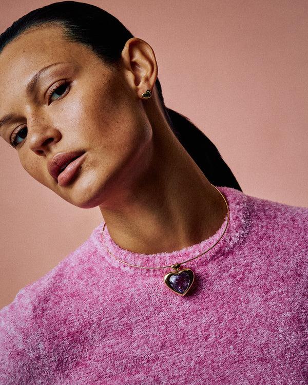 Roxanne First Cupid's Big Kunzite Heart Pendant Necklace