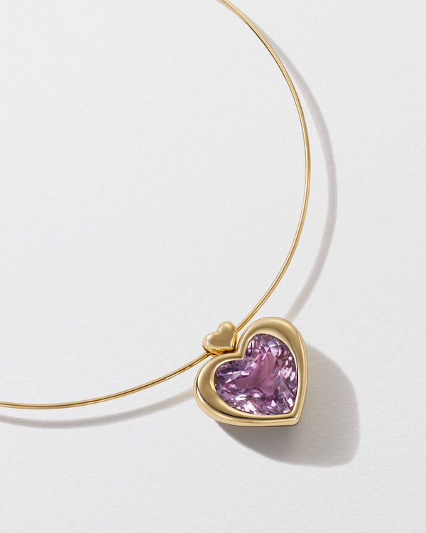 roxanne first Cupid's Big Kunzite Heart Pendant Necklace