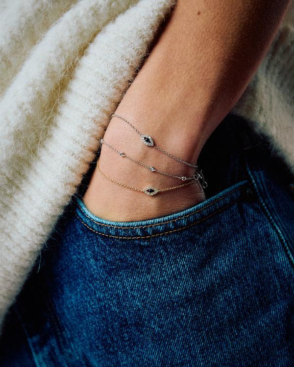 Roxanne First Diamond & Blue Sapphire Evil Eye Icon Bracelet