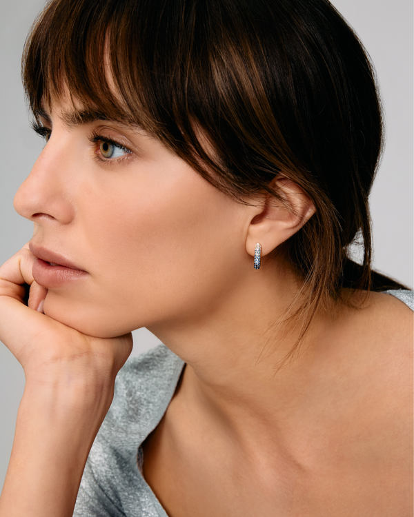 Roxanne First Diamond & Blue Sapphire Oval Hoop Earrings