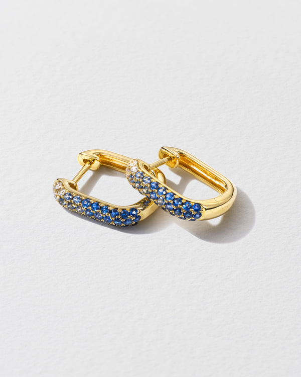 Roxanne First Diamond & Blue Sapphire Oval Hoop Earrings