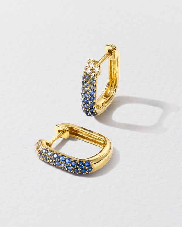 roxanne first Diamond & Blue Sapphire Oval Hoop Earrings