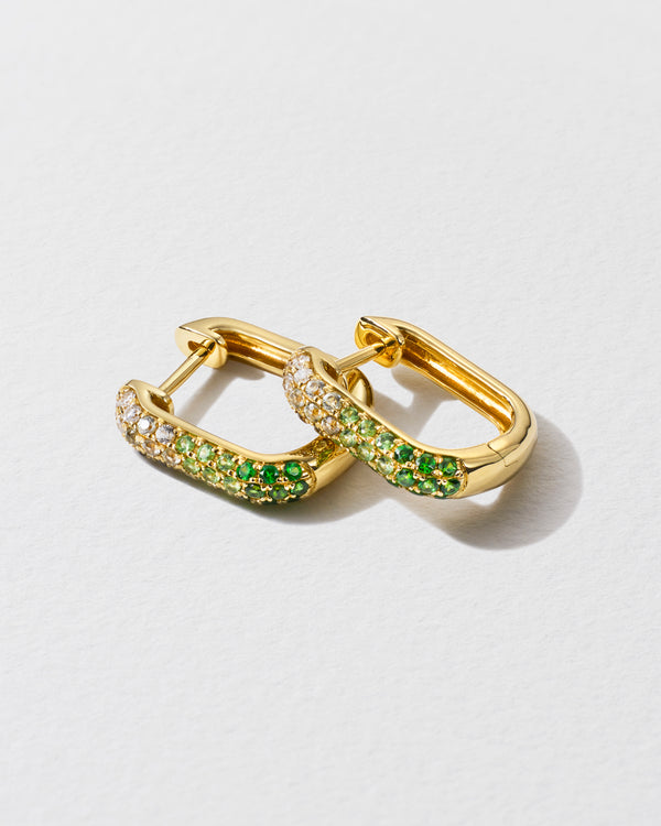 Roxanne First Diamond & Green Sapphire Oval Hoop Earrings