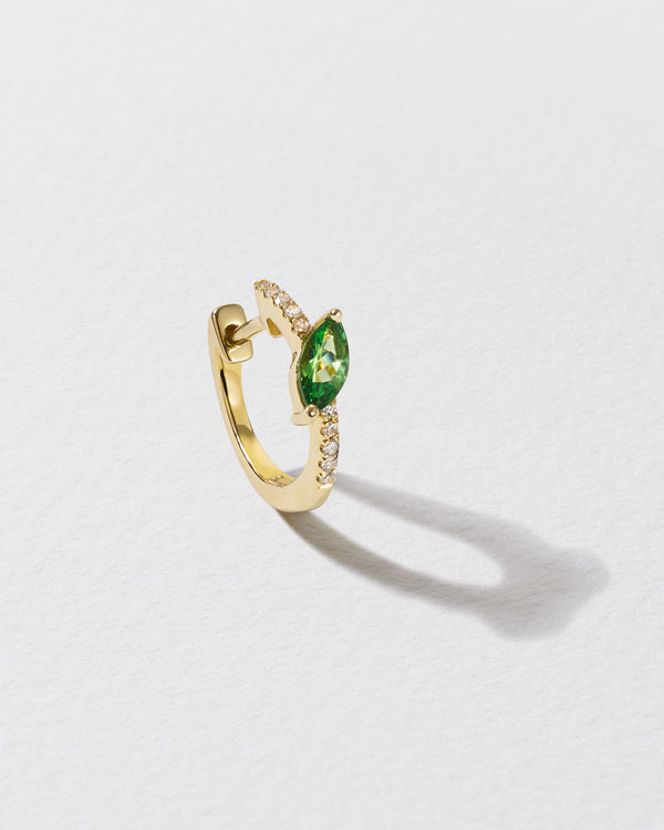 roxanne first Diamond & Marquise-Cut Green Garnet Hoop Earring