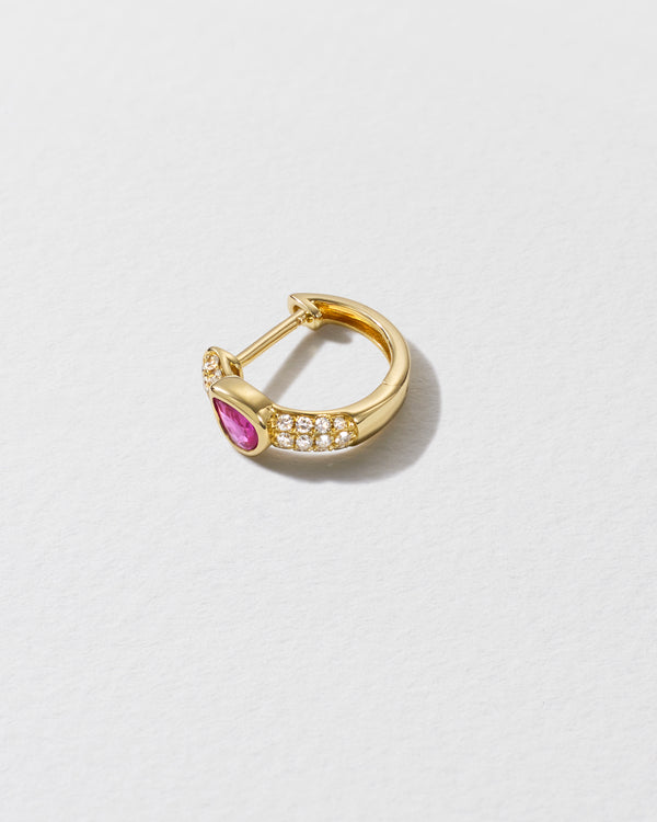 Roxanne First Diamond & Pear-Cut Pink Sapphire Hoop Earring