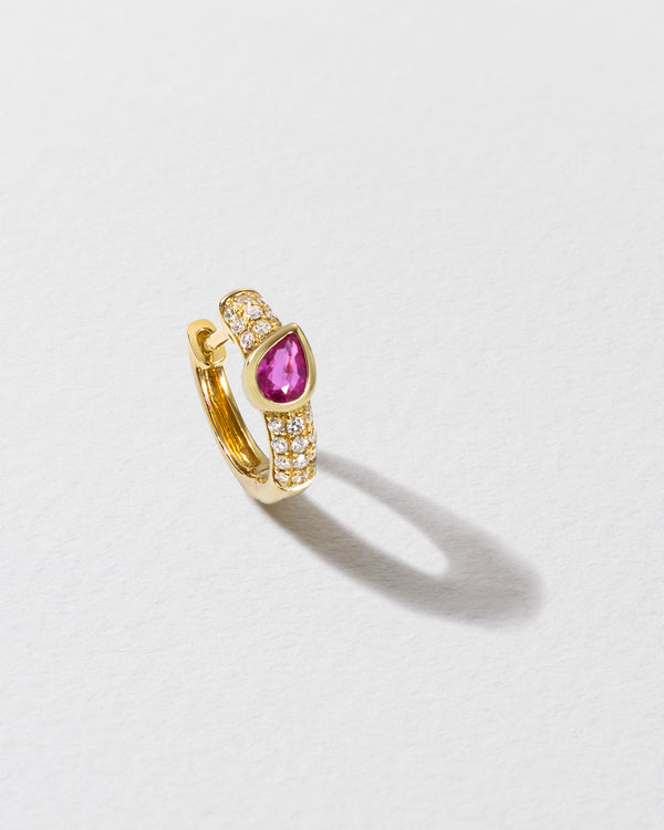 roxanne first Diamond & Pear-Cut Pink Sapphire Hoop Earring