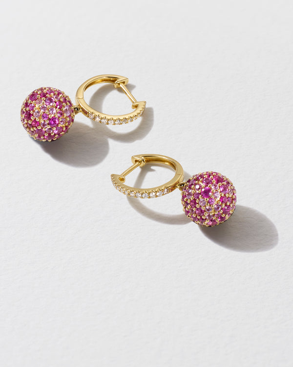 Roxanne First Diamond & Pink Sapphire Bauble Hoop Earrings