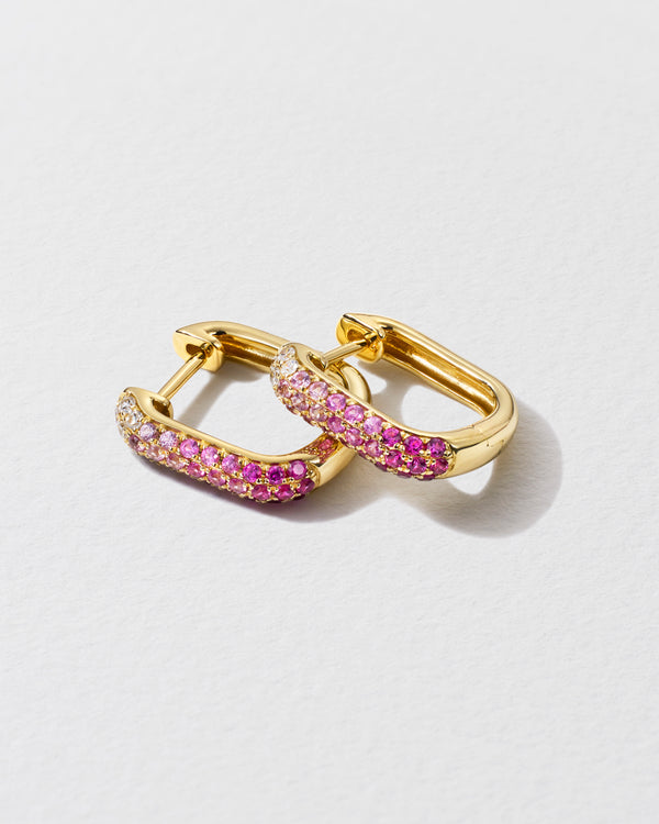 Roxanne First Diamond & Pink Sapphire Oval Hoop Earrings