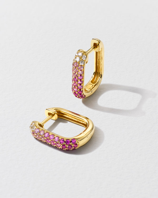 roxanne first Diamond & Pink Sapphire Oval Hoop Earrings