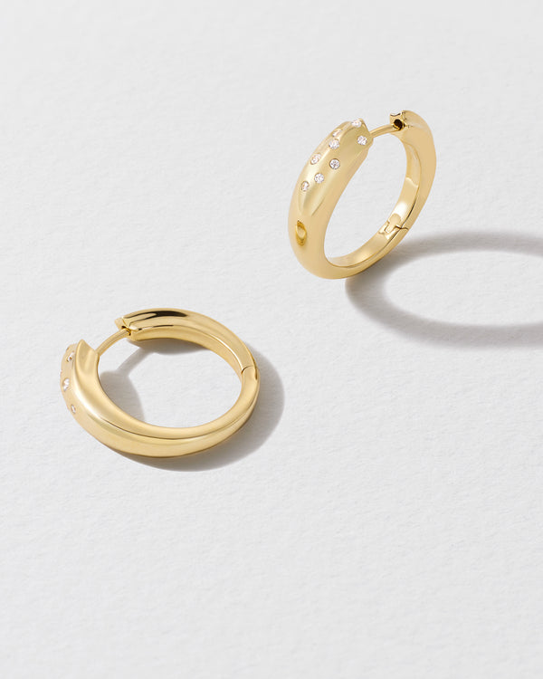 Roxanne First Diamond Polka Dot Shooting Star Hoop Earrings