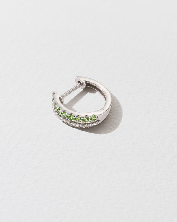 Roxanne First Double Diamond & Green Garnet Row Hoop Earring