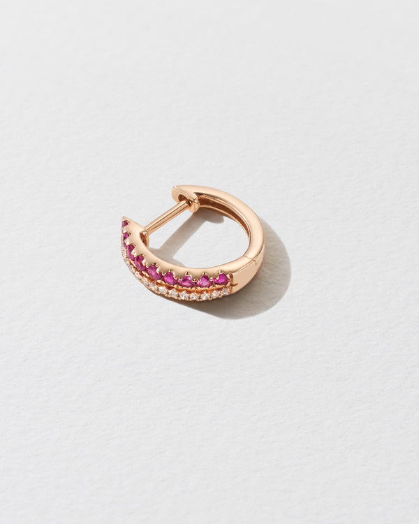 Roxanne First Double Diamond & Pink Sapphire Row Hoop Earring