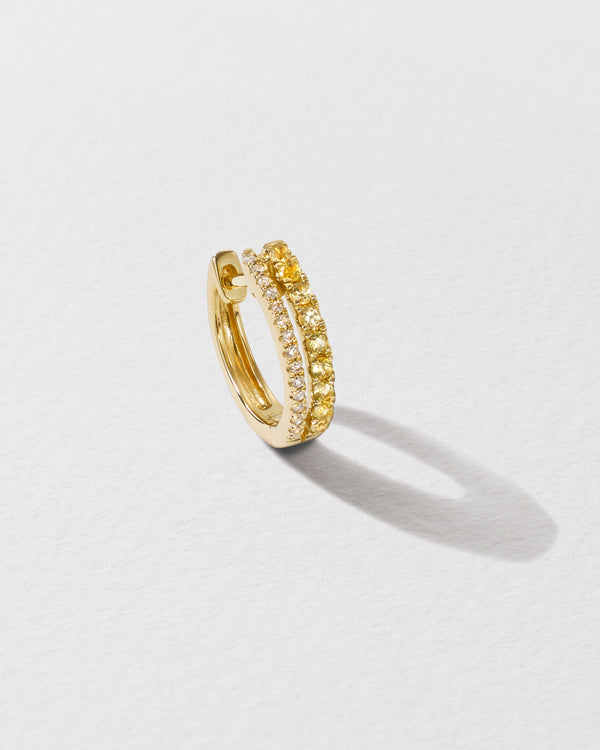 roxanne first Double Diamond & Yellow Sapphire Row Hoop Earring
