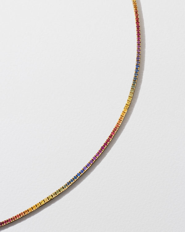 roxanne first Graduated Rainbow Sapphire Tennis Necklace