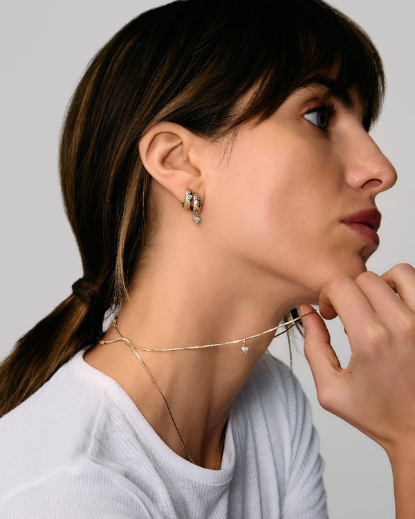 Roxanne First Heart Diamond Drop Snake Chain Necklace