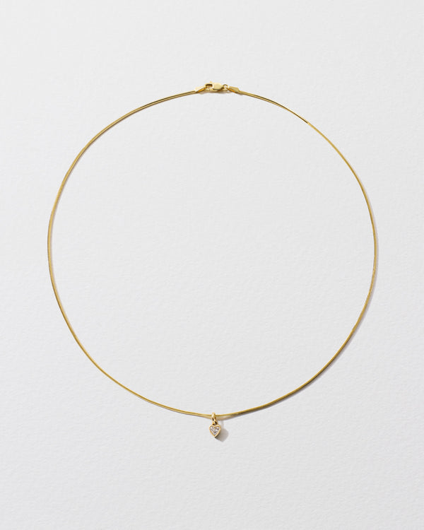 Roxanne First Heart Diamond Drop Snake Chain Necklace