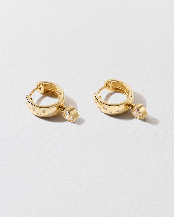 Roxanne First Heart Diamond Polka Dot Drop Hoop Earrings