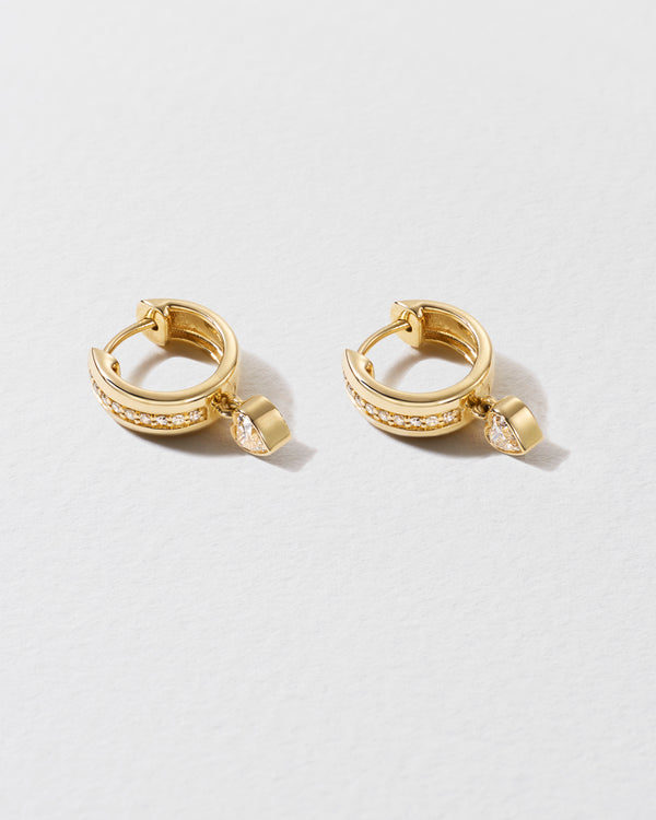 Roxanne First Heart Diamond Stripe Drop Hoop Earrings