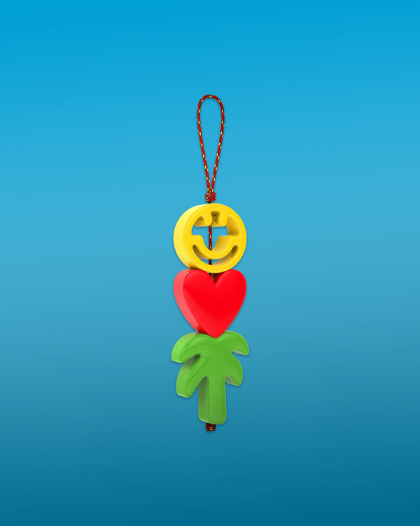 Roxanne First Heart Happy Face & Palm Tree Cord Bag Charm