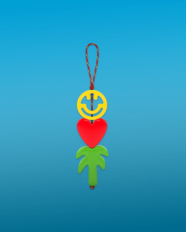 roxanne first Heart Happy Face & Palm Tree Cord Bag Charm