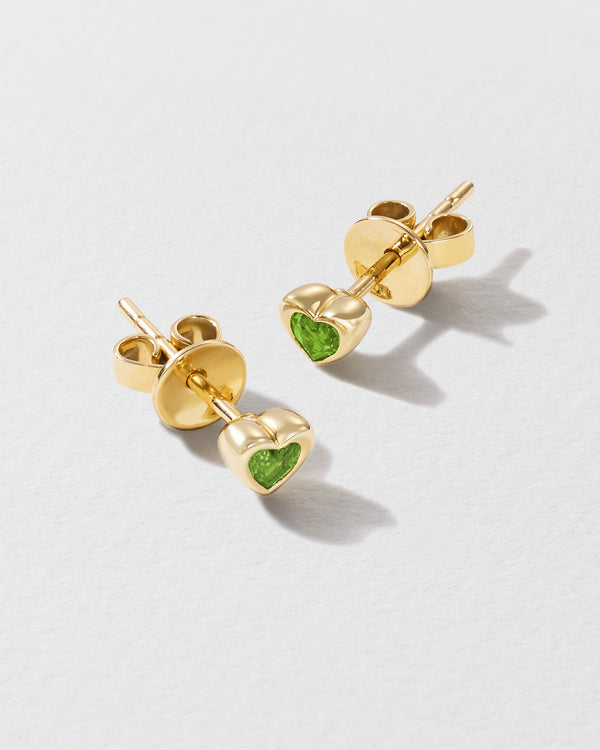 Roxanne First Mini Peridot Total Stud Heart Earrings