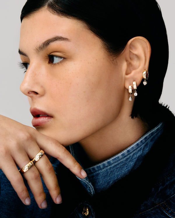Roxanne First Pear Diamond Everyday Drop Hoop Earrings