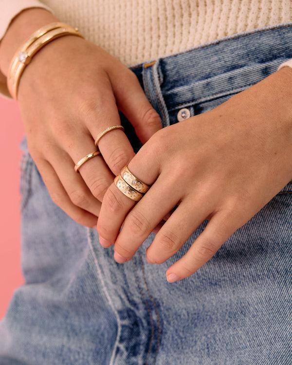 Roxanne First Pear Diamond Polka Dot Cigar Band Ring