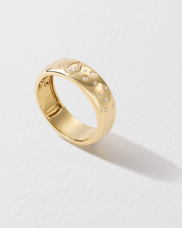 Roxanne First Pear Diamond Polka Dot Cigar Band Ring
