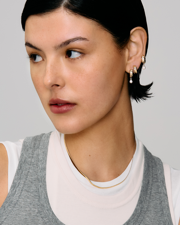 Roxanne First Pear Diamond Polka Dot Drop Hoop Earrings