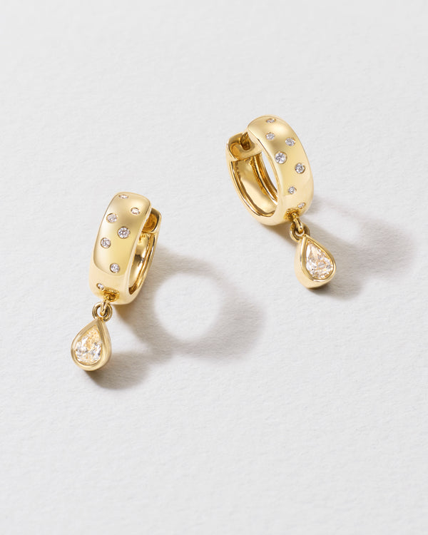 roxanne first Pear Diamond Polka Dot Drop Hoop Earrings
