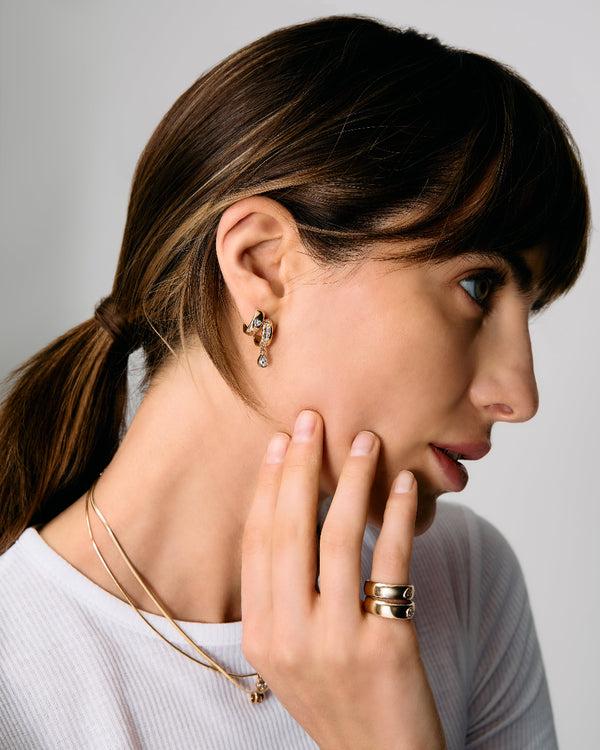 Roxanne First Pear Diamond Stripe Drop Hoop Earrings