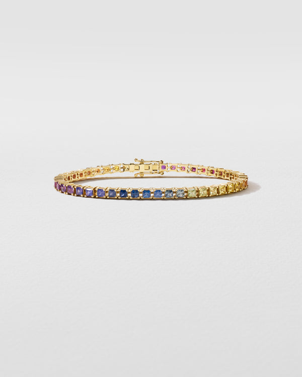 roxanne first Princess-Cut Rainbow Sapphire Tennis Bracelet