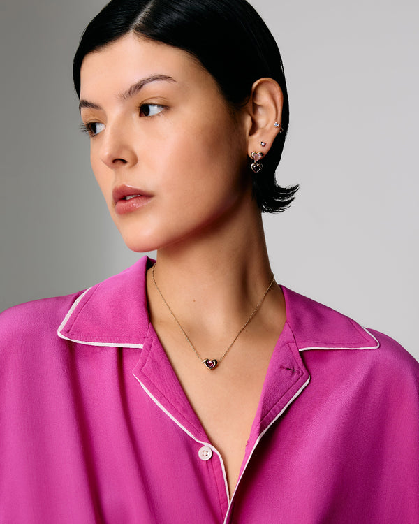 Roxanne First Quartz & Tourmaline Hearts Stud & Jacket Earrings