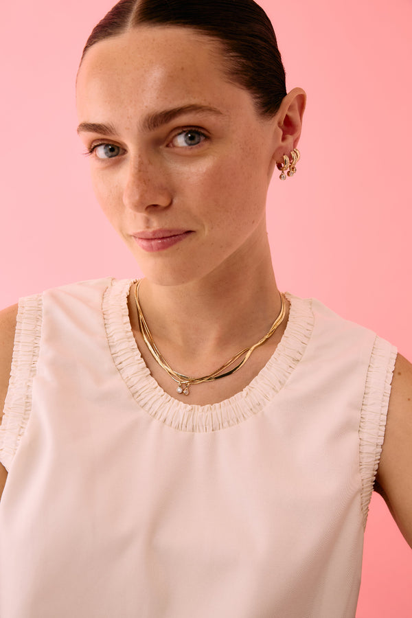 Roxanne First Round Diamond Drop Snake Chain Necklace