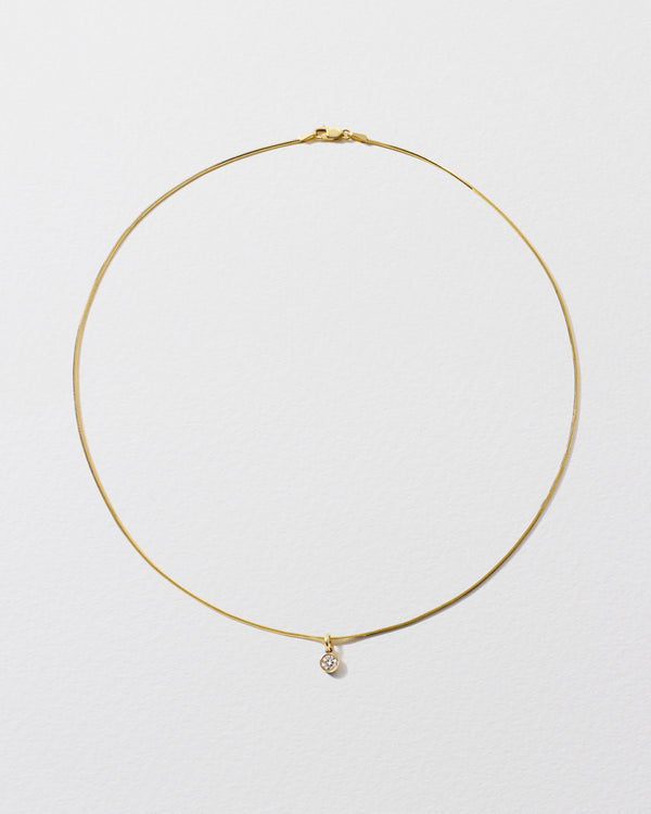 Roxanne First Round Diamond Drop Snake Chain Necklace