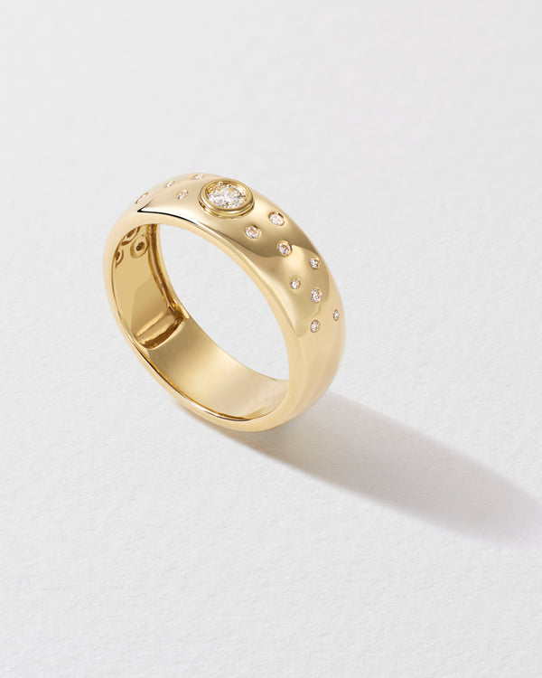 Roxanne First Round Diamond Polka Dot Cigar Band Ring