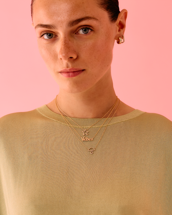 Roxanne First Diamond-Outline Mushroom Necklace