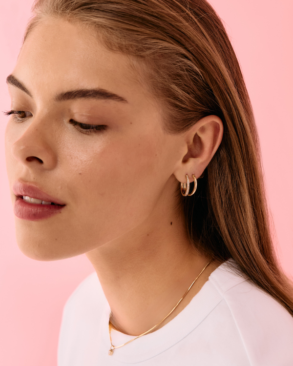 Roxanne First Gold Skinny Hoops Earrings