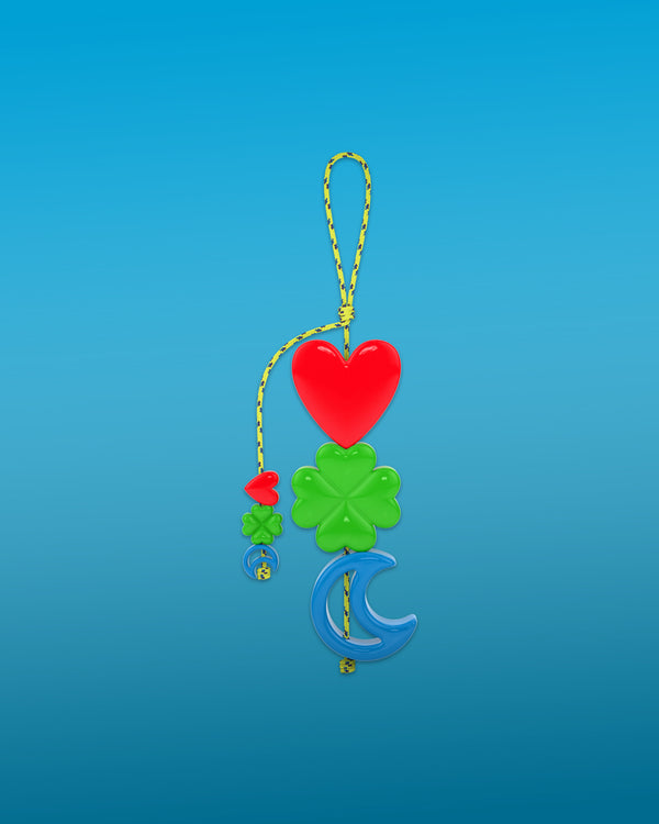 roxanne first Heart Clover & Moon Cord Bag Charm