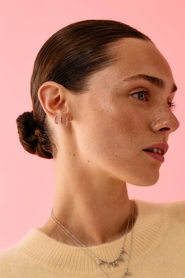 Roxanne First Medium Diamond Chubby Huggie Earring