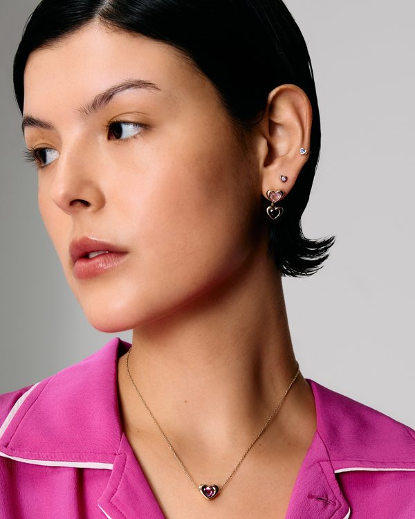 Roxanne First Mini Topaz Total Stud Heart Earrings