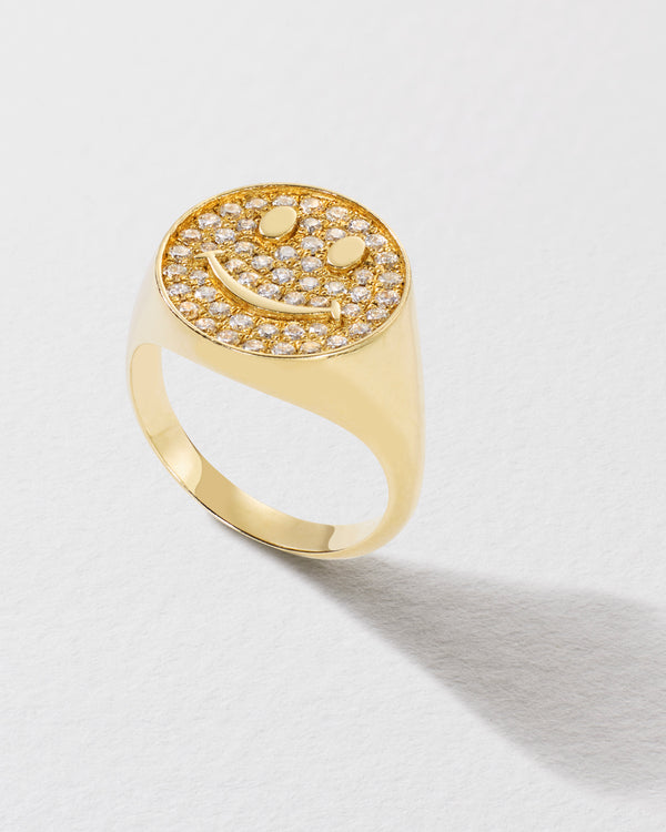 Roxanne First Pavé Diamond Happy Signet Ring