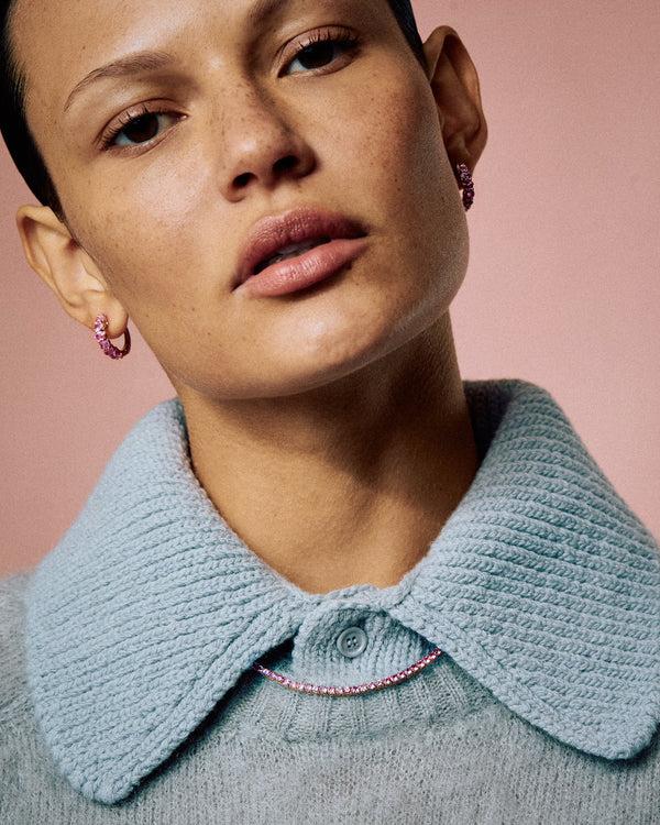 Roxanne First Pink Sapphire Chunko Hoop Earrings