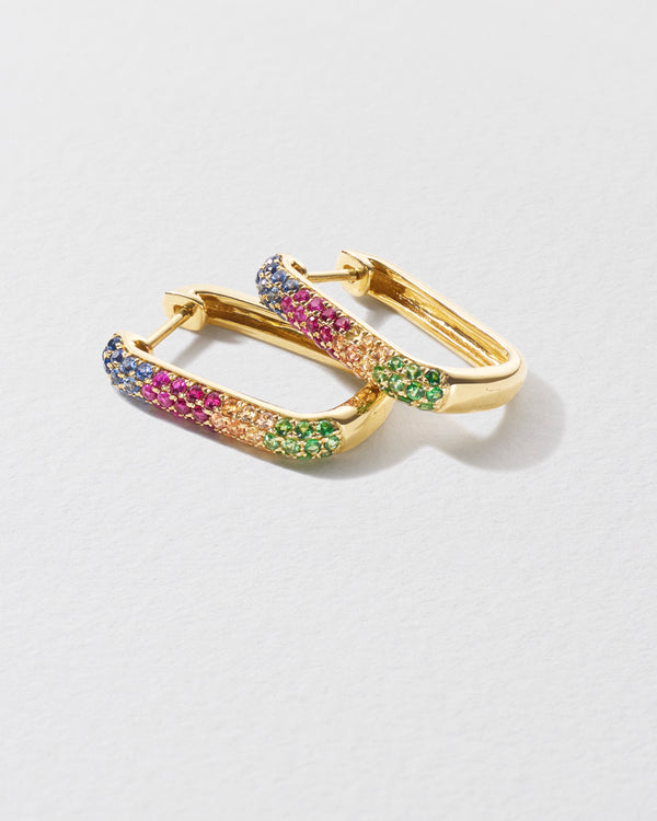 Roxanne First Rainbow Sapphire Oval Hoop Earrings