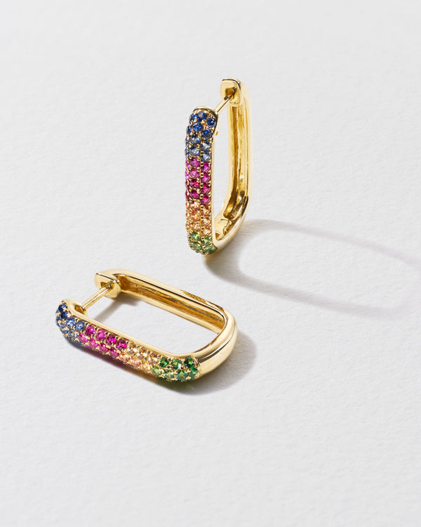 roxanne first Rainbow Sapphire Oval Hoop Earrings