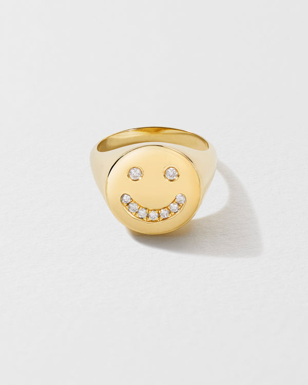 roxanne first White Diamond Happy Signet Ring