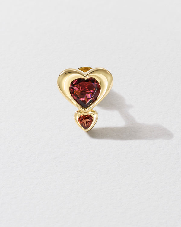 roxanne first Tourmaline & Garnet Total Stud Double Heart Earring